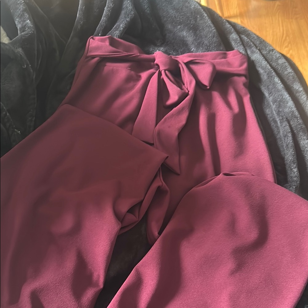 Windsor Red Wide Leg Pants with Elegant Waist Tie